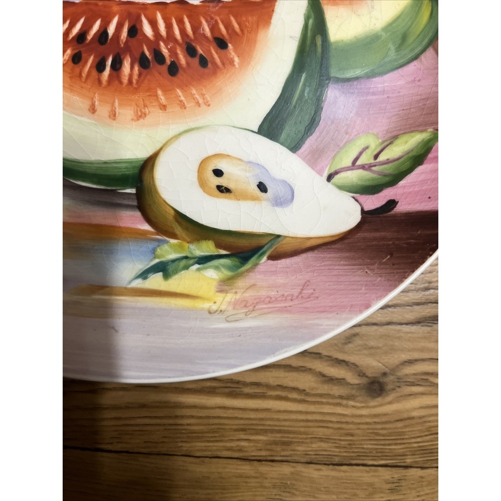 Vintage Signed Nagasaki Fruit Design Plate - Picture 4 of 4